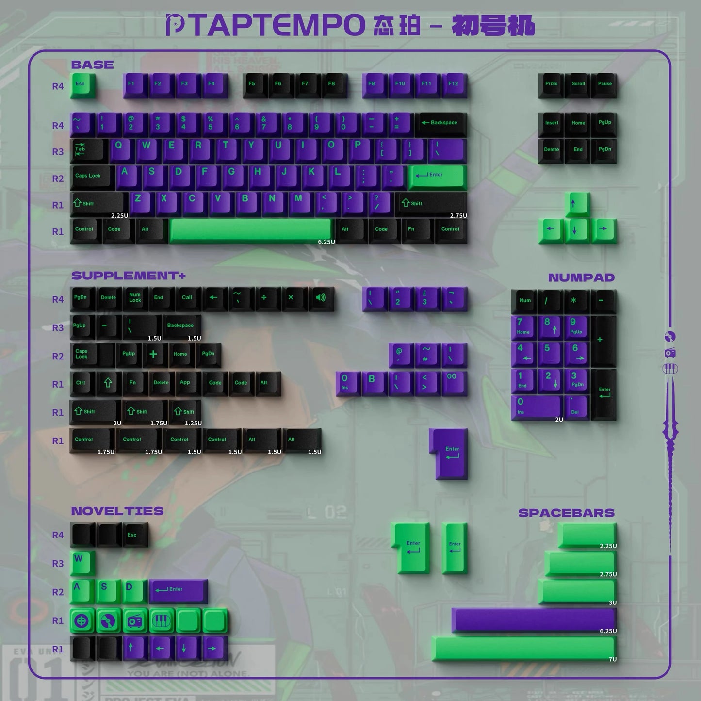 TapTempo EVA-01 Inspired PBT Keycap Set