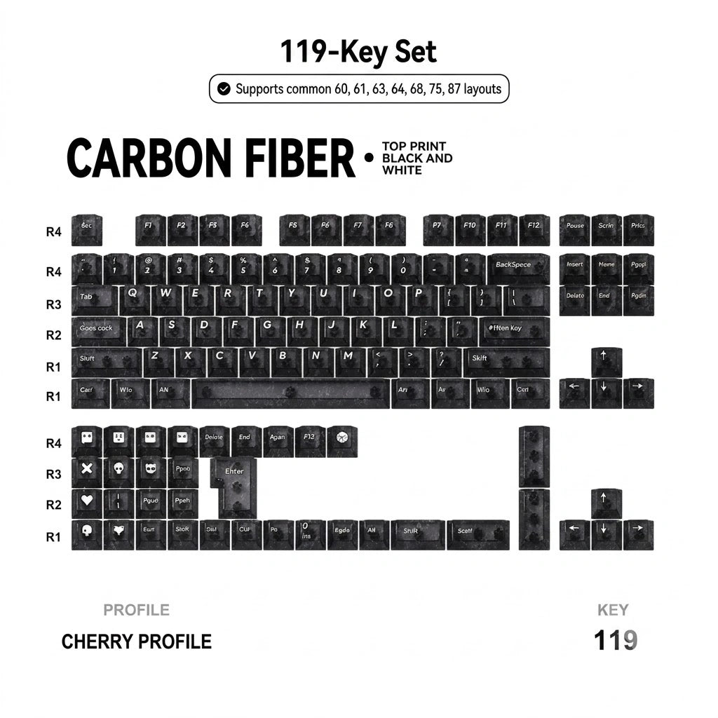 Titan Nation Ice Carbon Pattern PBT Keycap Set