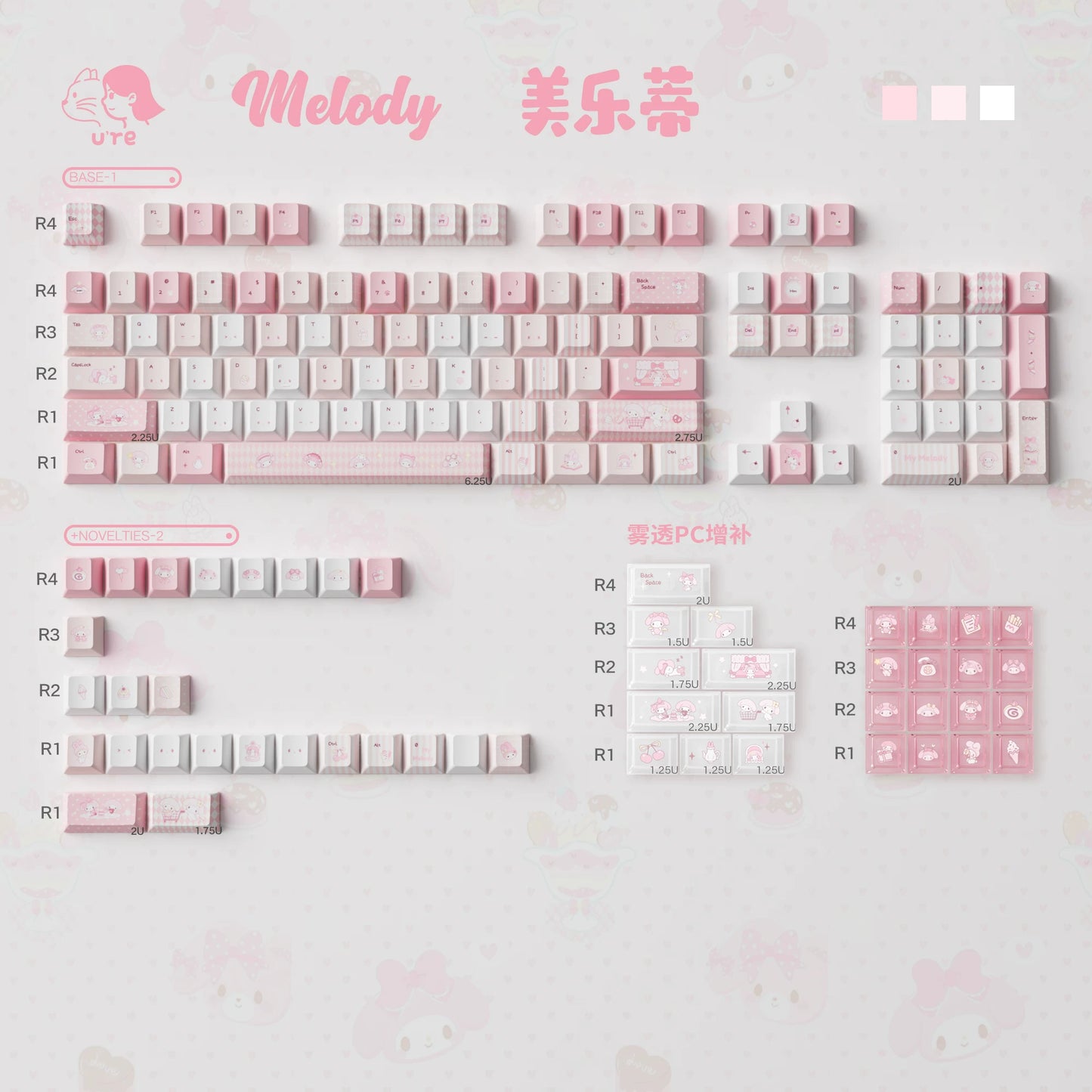 URE Pink Melody PBT Keycap Set